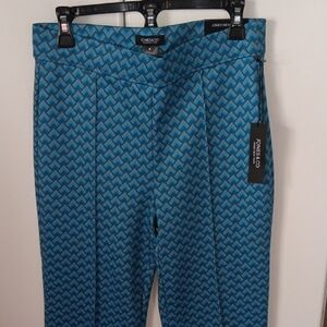 Jones New York Teal Geometric Trousers